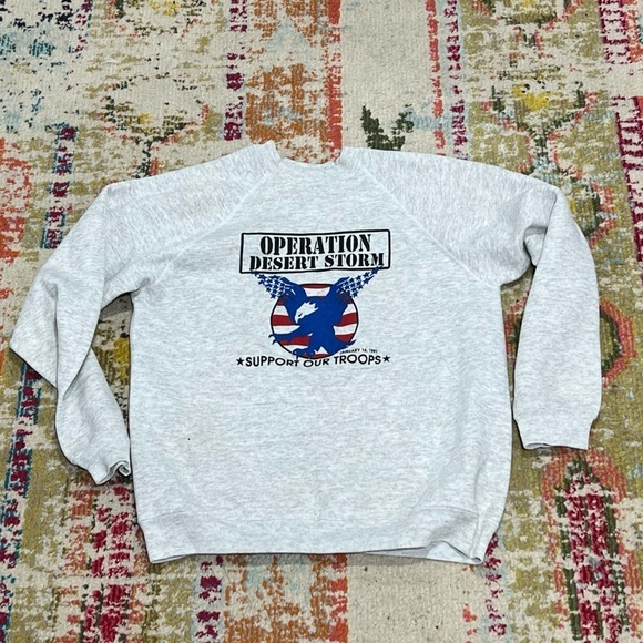Vintage 90s Operation Desert Storm Military 1990s Crewneck Pullover Sweatshirt - Picture 1 of 5